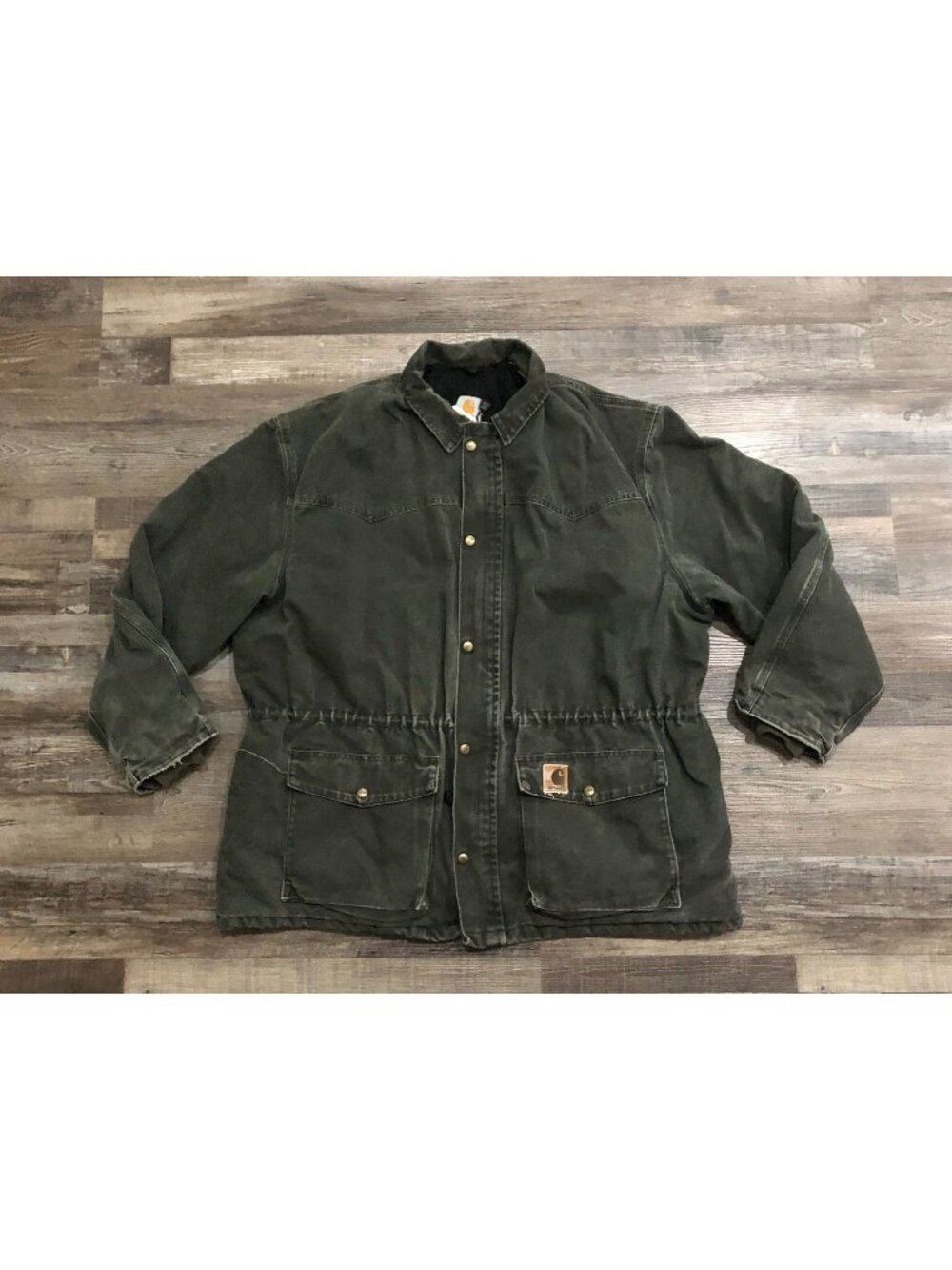 Vintage Carhartt Mens 2XL Green Lined Button Up Chore Jacket Made in USA